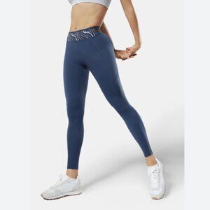 Fanka Body Sculpt Patterned Waistband Leggings Blue Orange Squiggle Side Pockets